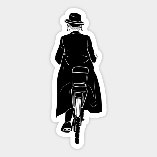 Orthodox Jew riding a bike Sticker by argiropulo